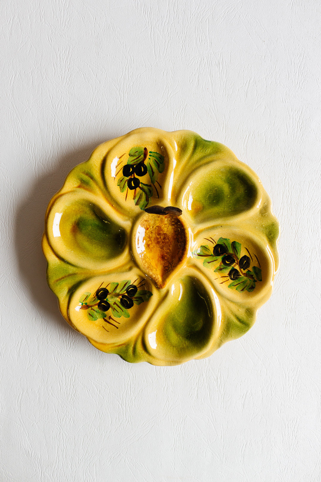 1960s vallauris Provençal oyster plates, set of 5