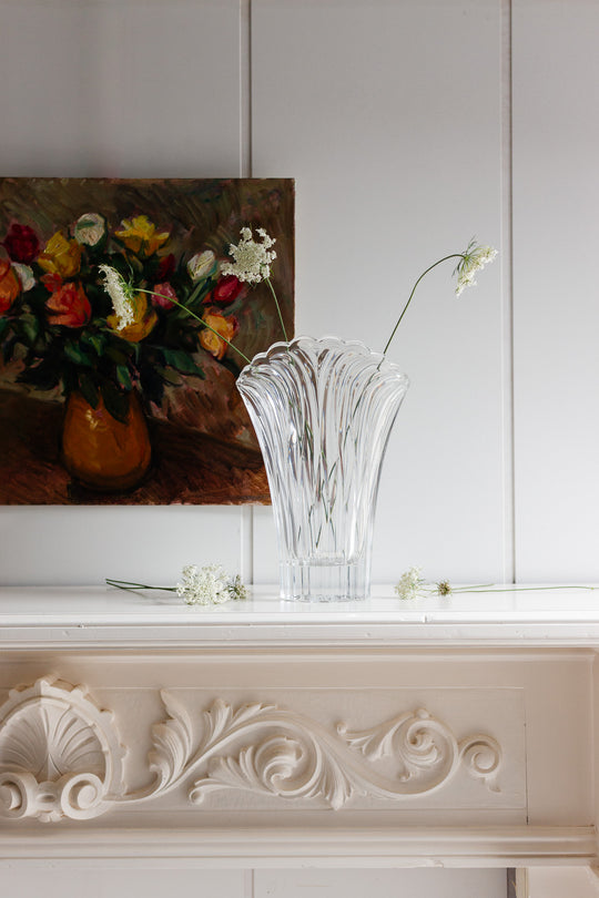 heavy vintage french cristal d'arques flared vase