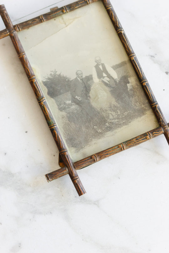 antique french faux bamboo brass photo frame