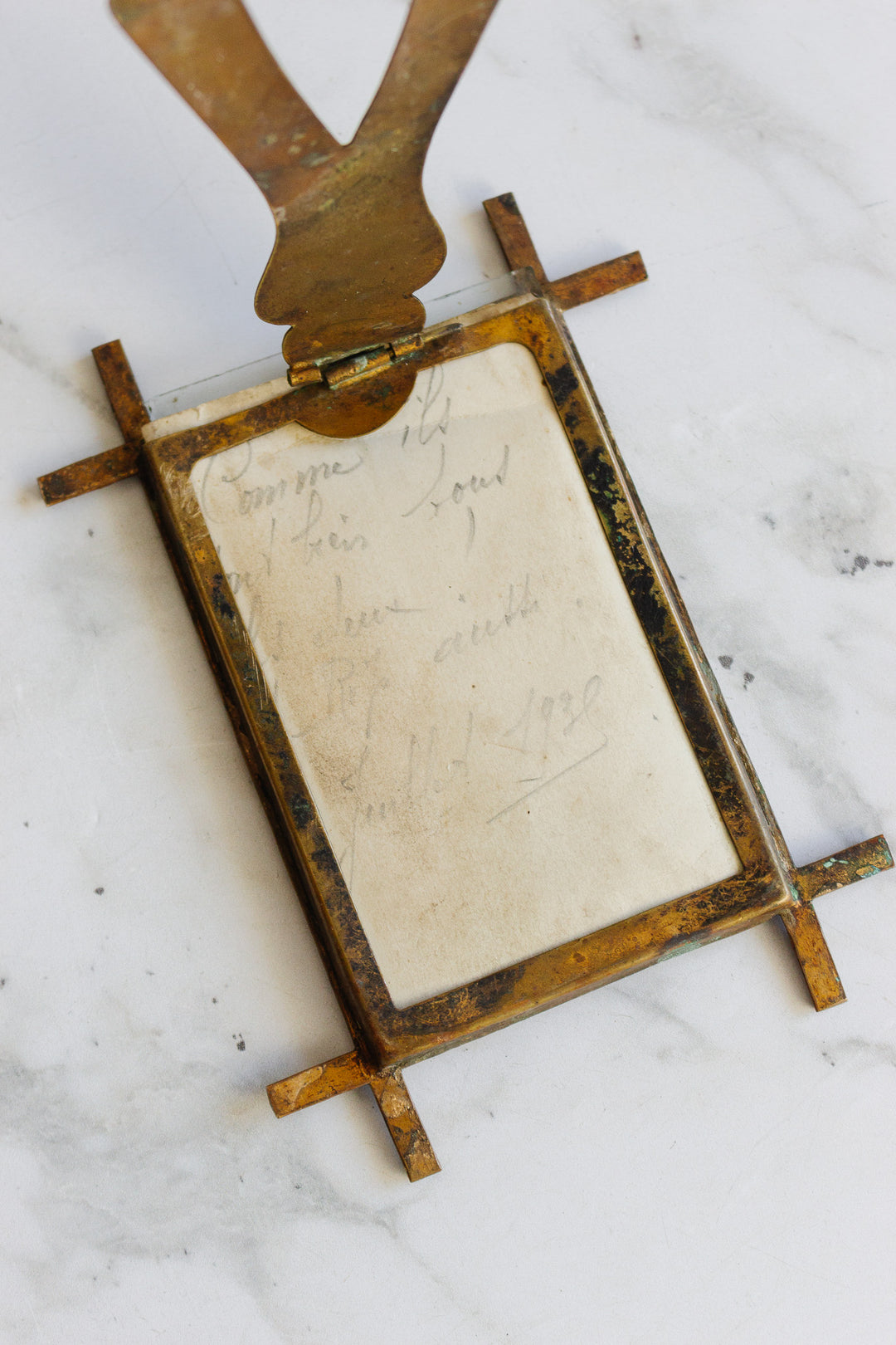 antique french faux bamboo brass photo frame