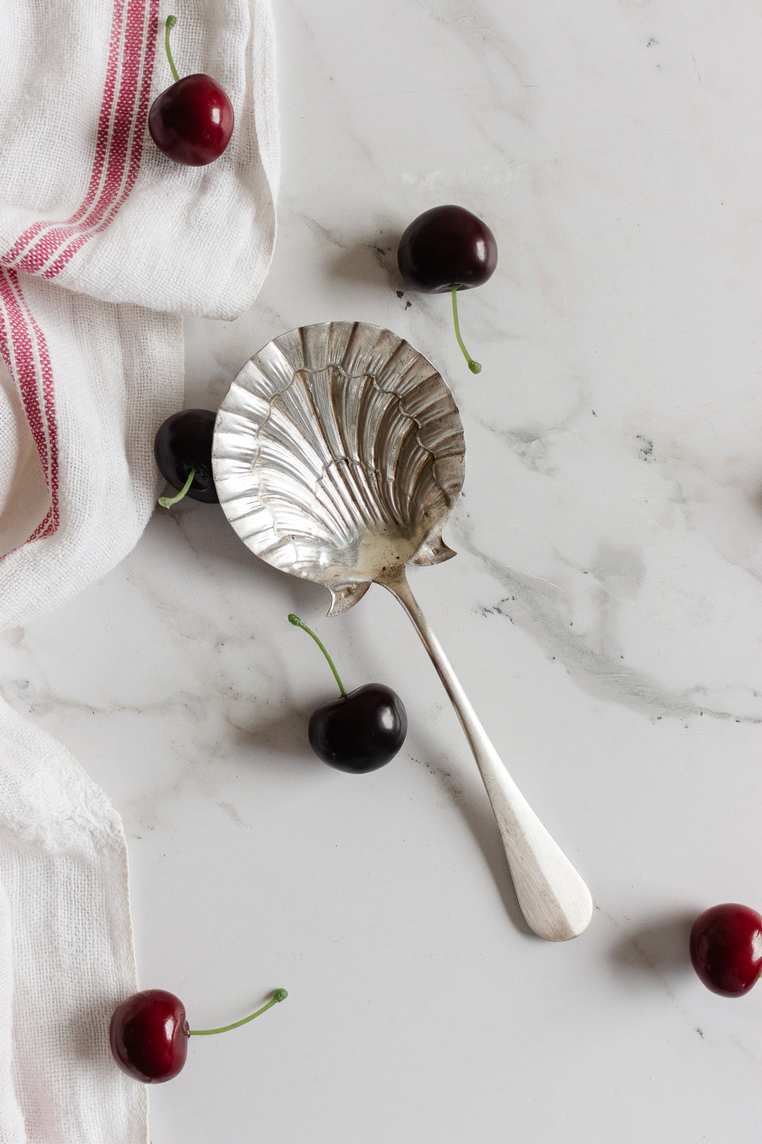 antique french silverplate strawberry spoon