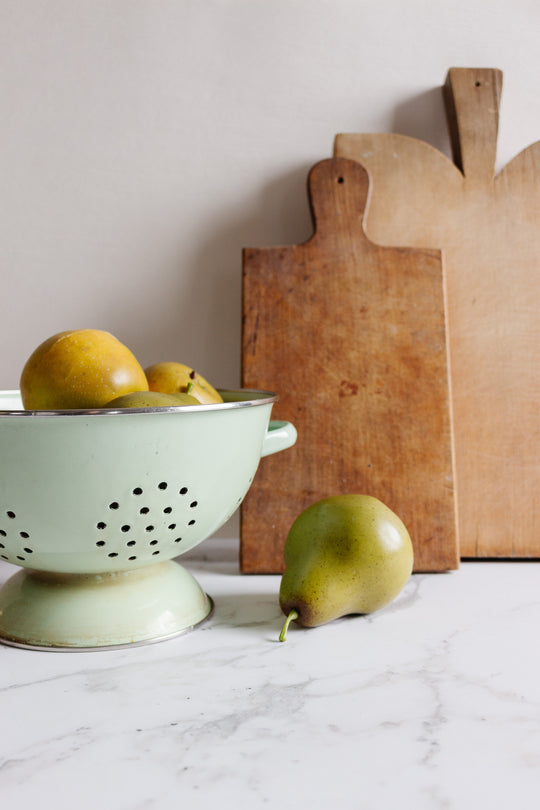 vintage french pistachio green country kitchen colander