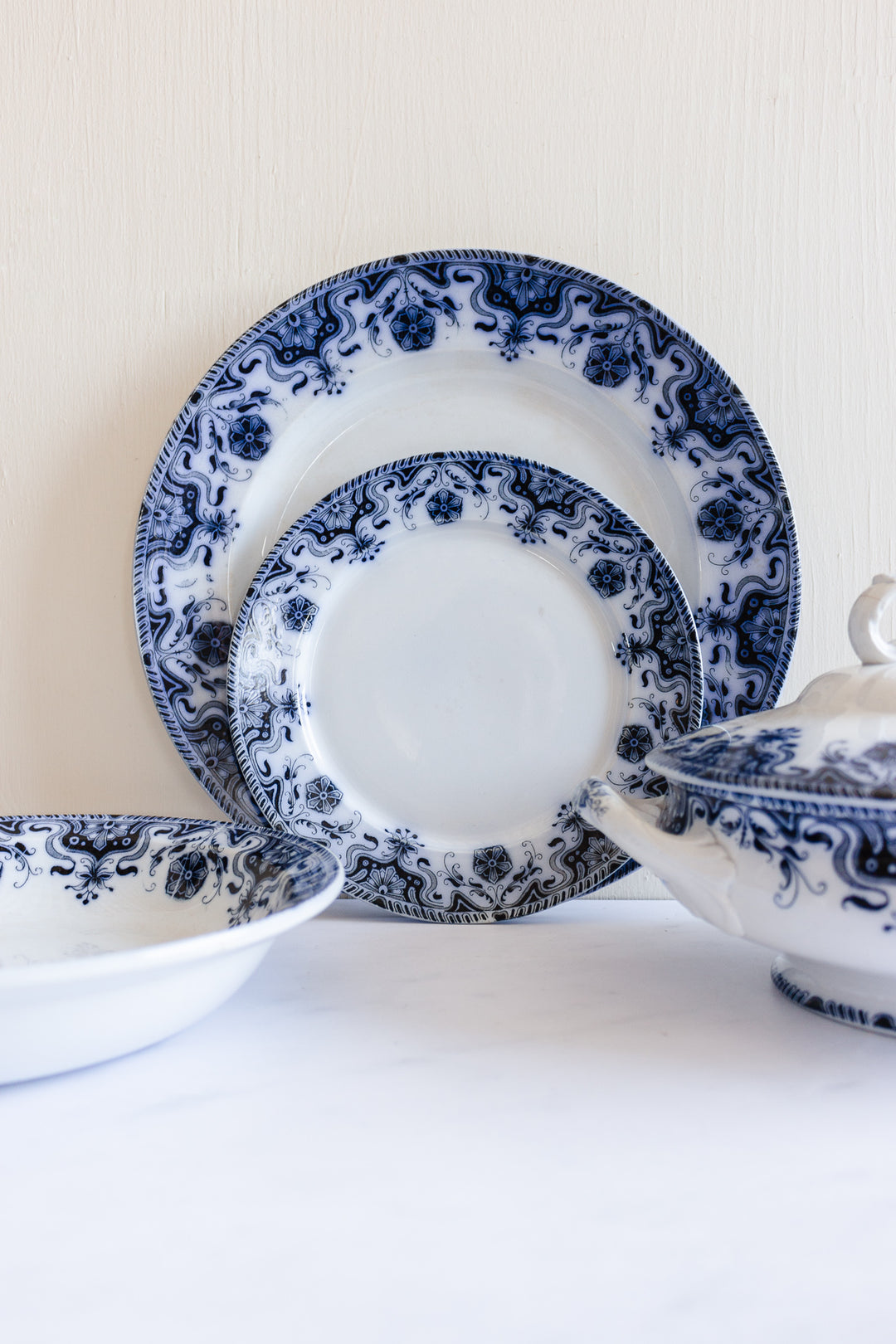 42 piece antique french badonviller dish set