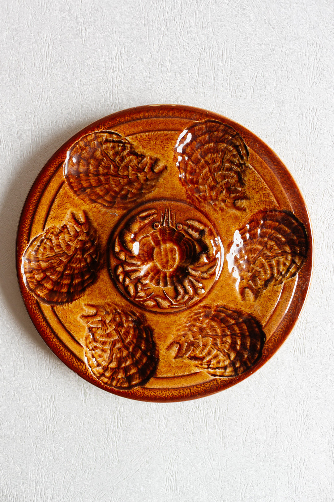 vintage sarreguemines oyster plates, set of 4