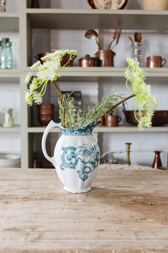 antique french ironstone pitcher