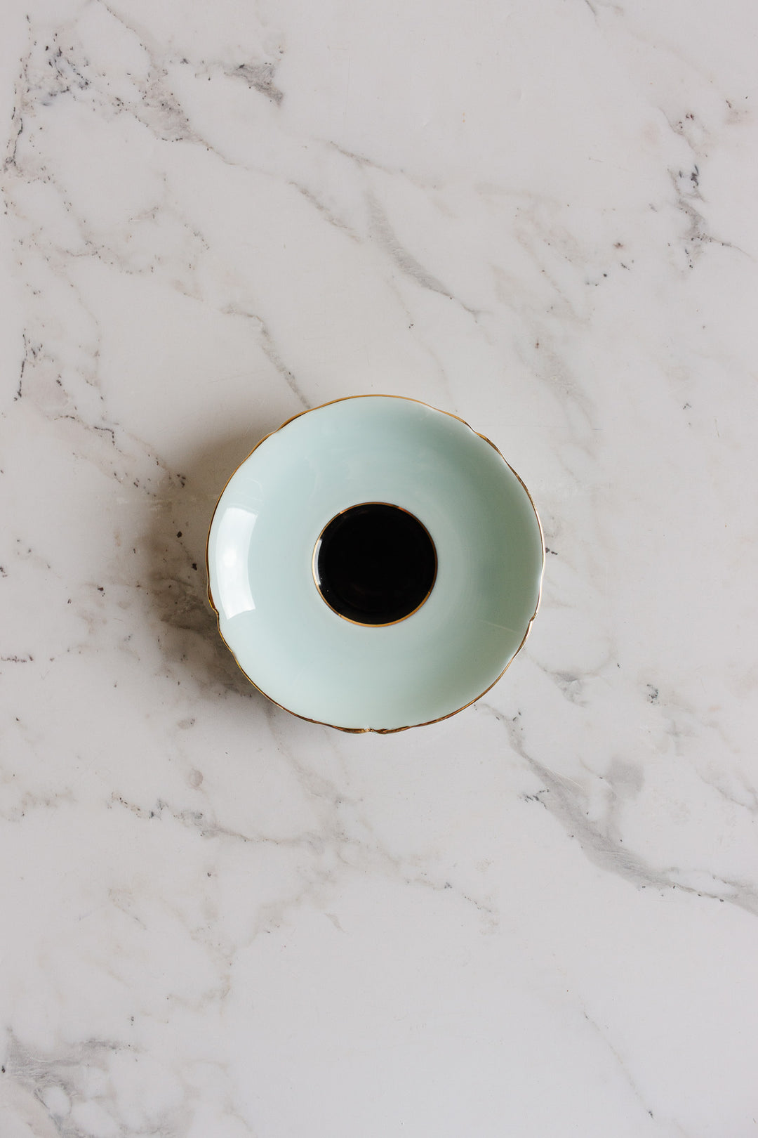 1930s double warrant paragon black and robin's egg blue teacup