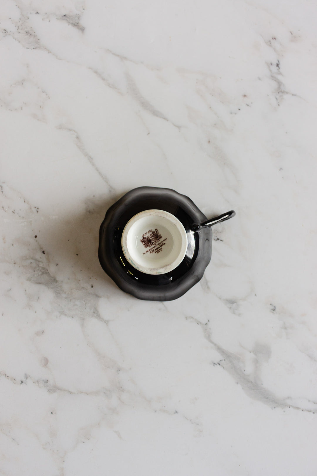 1930s double warrant paragon black and robin's egg blue teacup