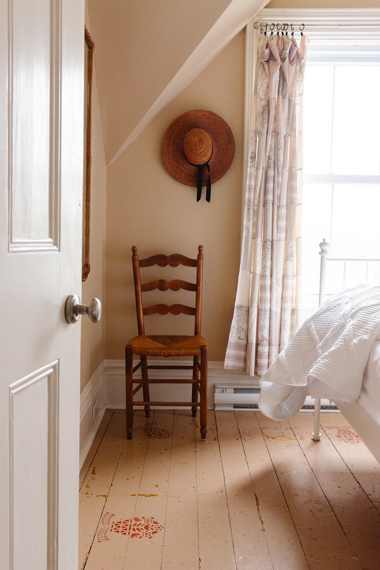 antique French provincial oak and rush chair