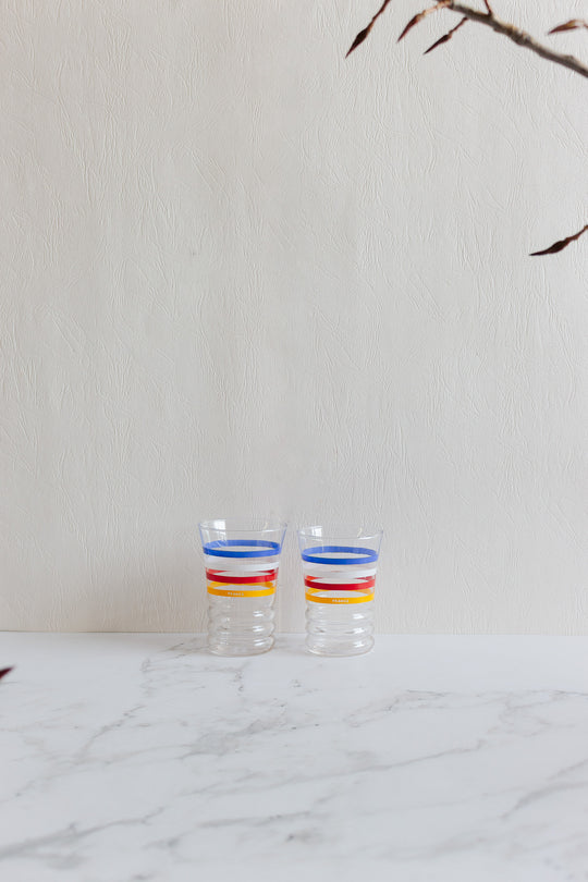 vintage "france" striped juice glass pair