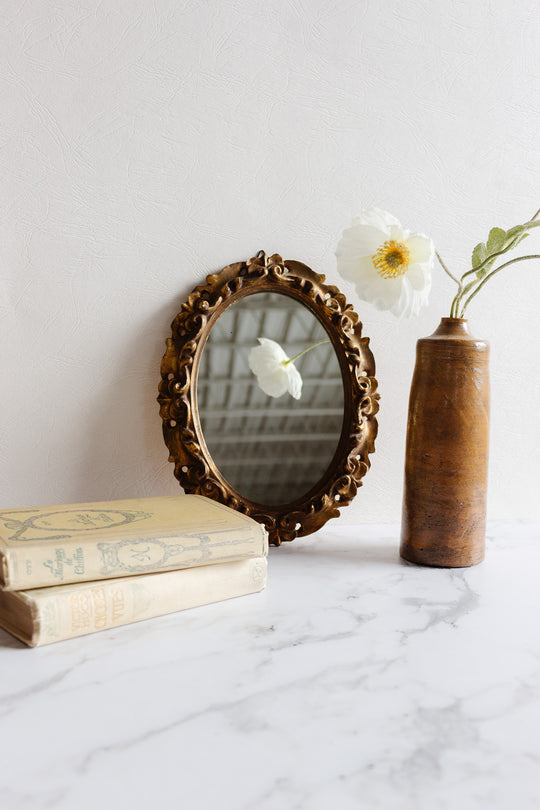 vintage french gold carved wood mirror