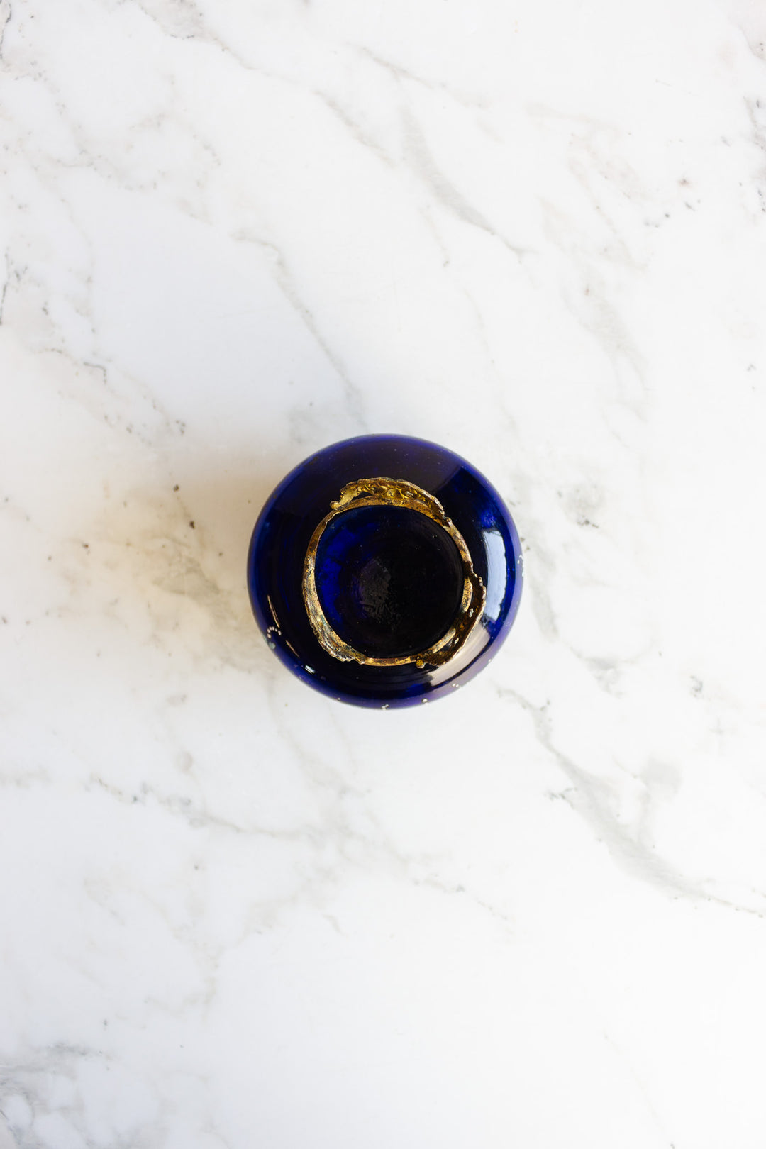 circa 1880 - 1900 cobalt blue moser glass and bronze trinket box