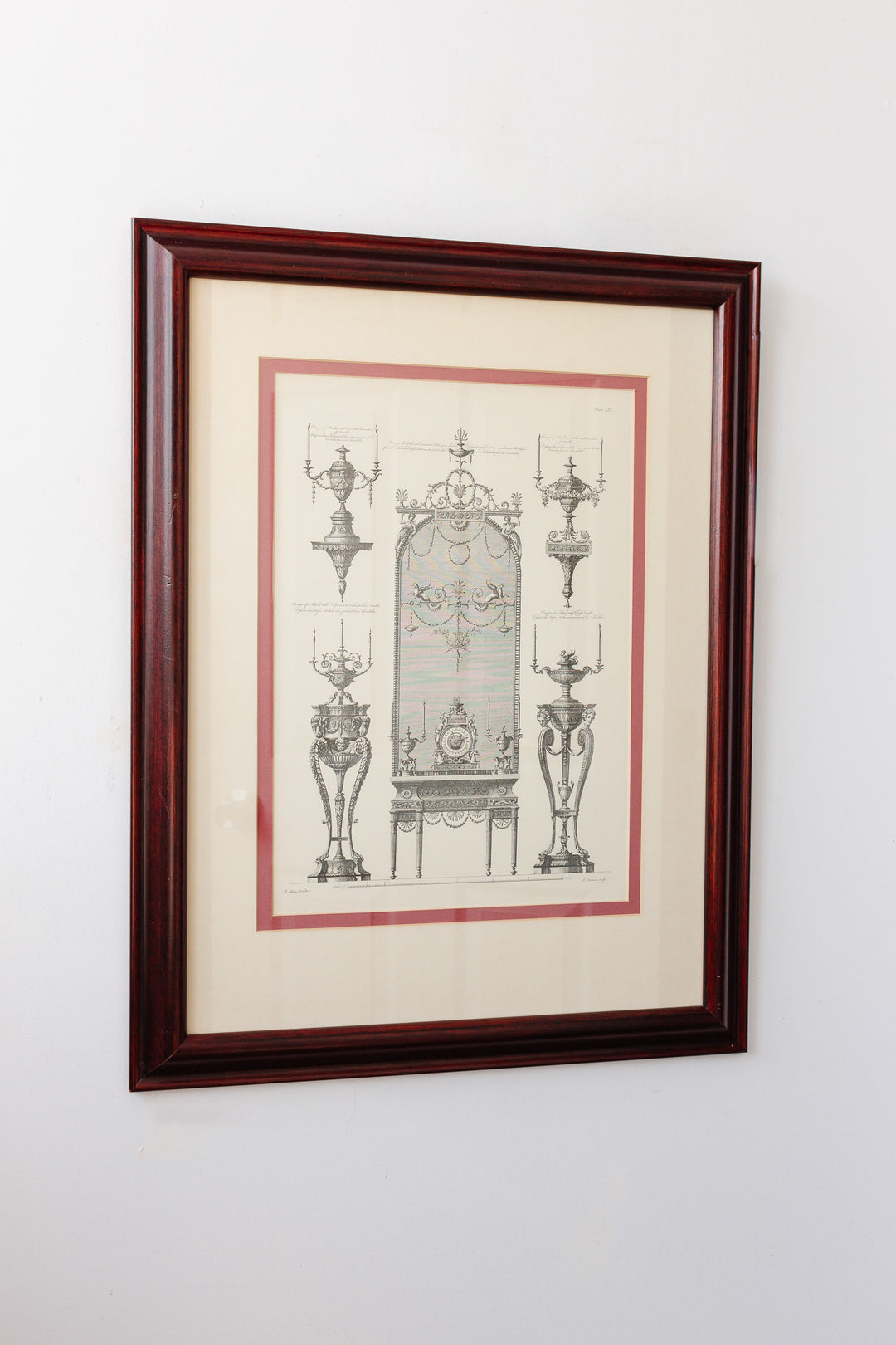 antique french architectural framed engraving