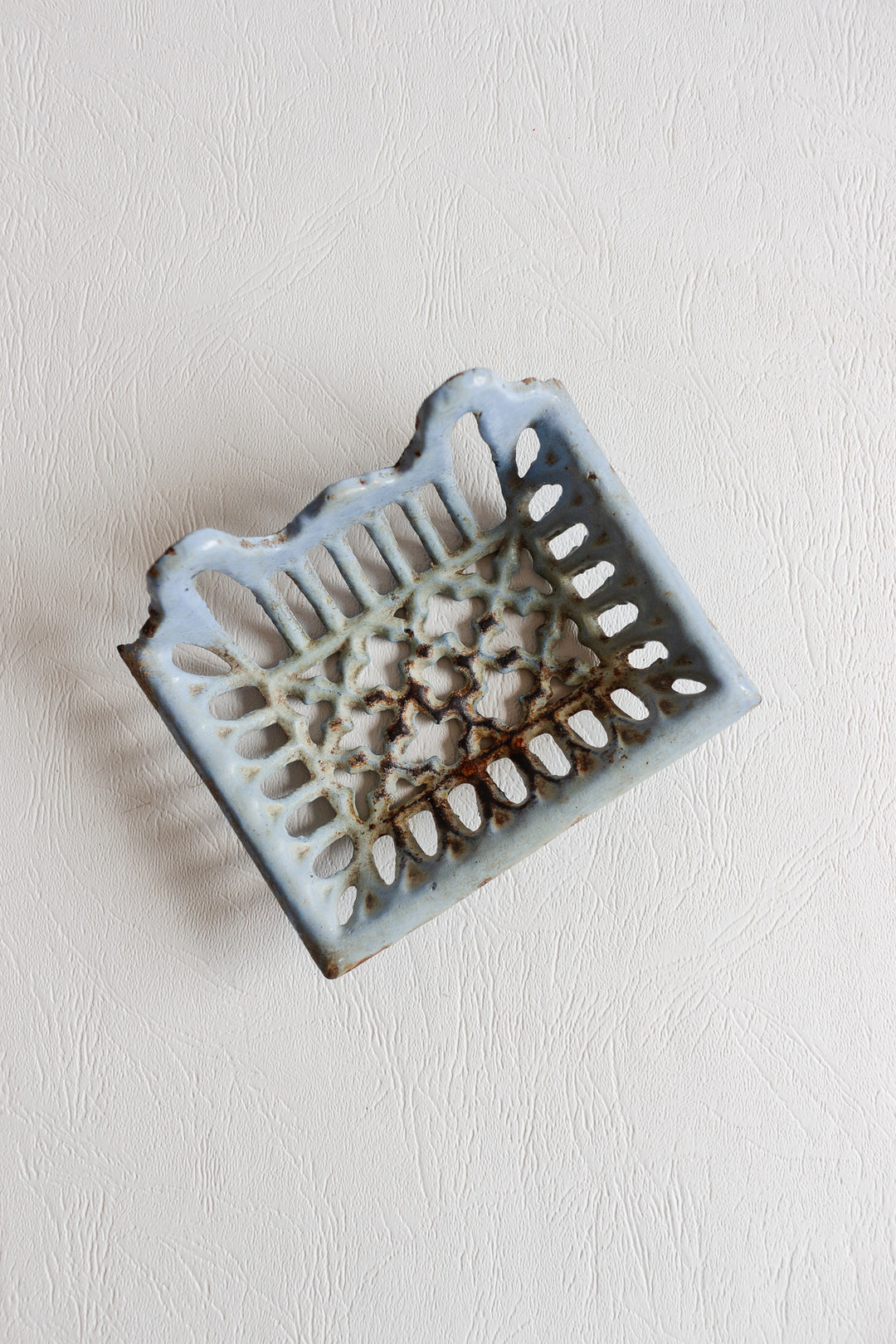antique french cast enamel soap dish