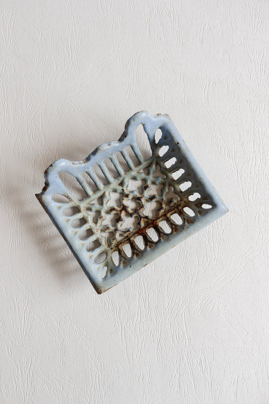 antique french cast enamel soap dish