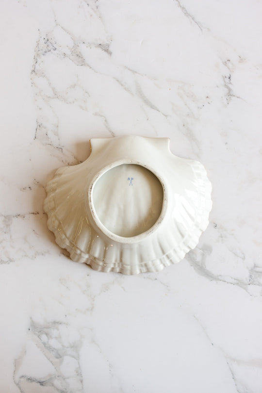 turn of the century french "porcelaine de paris, coquillages roses" hors d'oeuvres plates