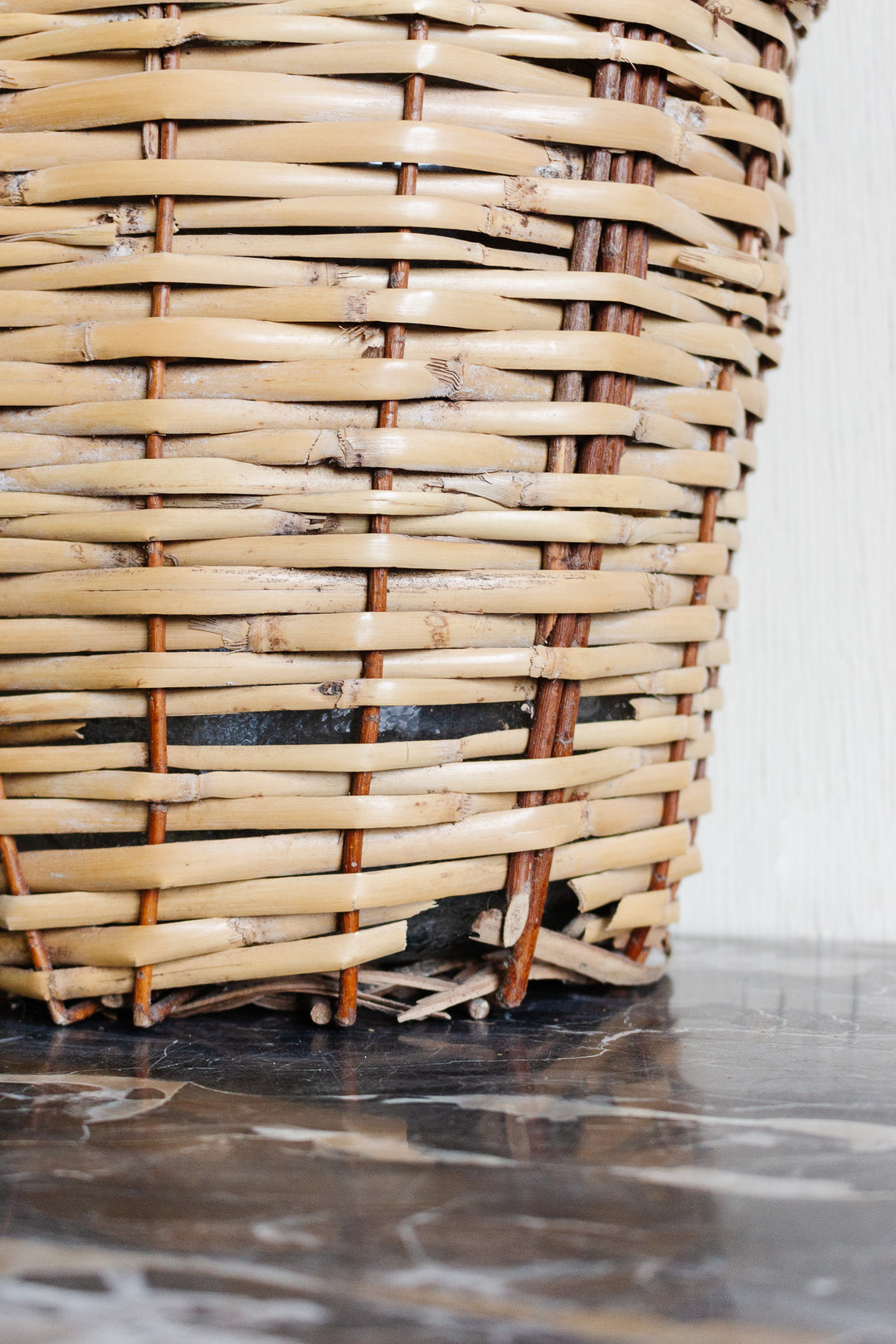 vintage french wicker wrapped demijohn