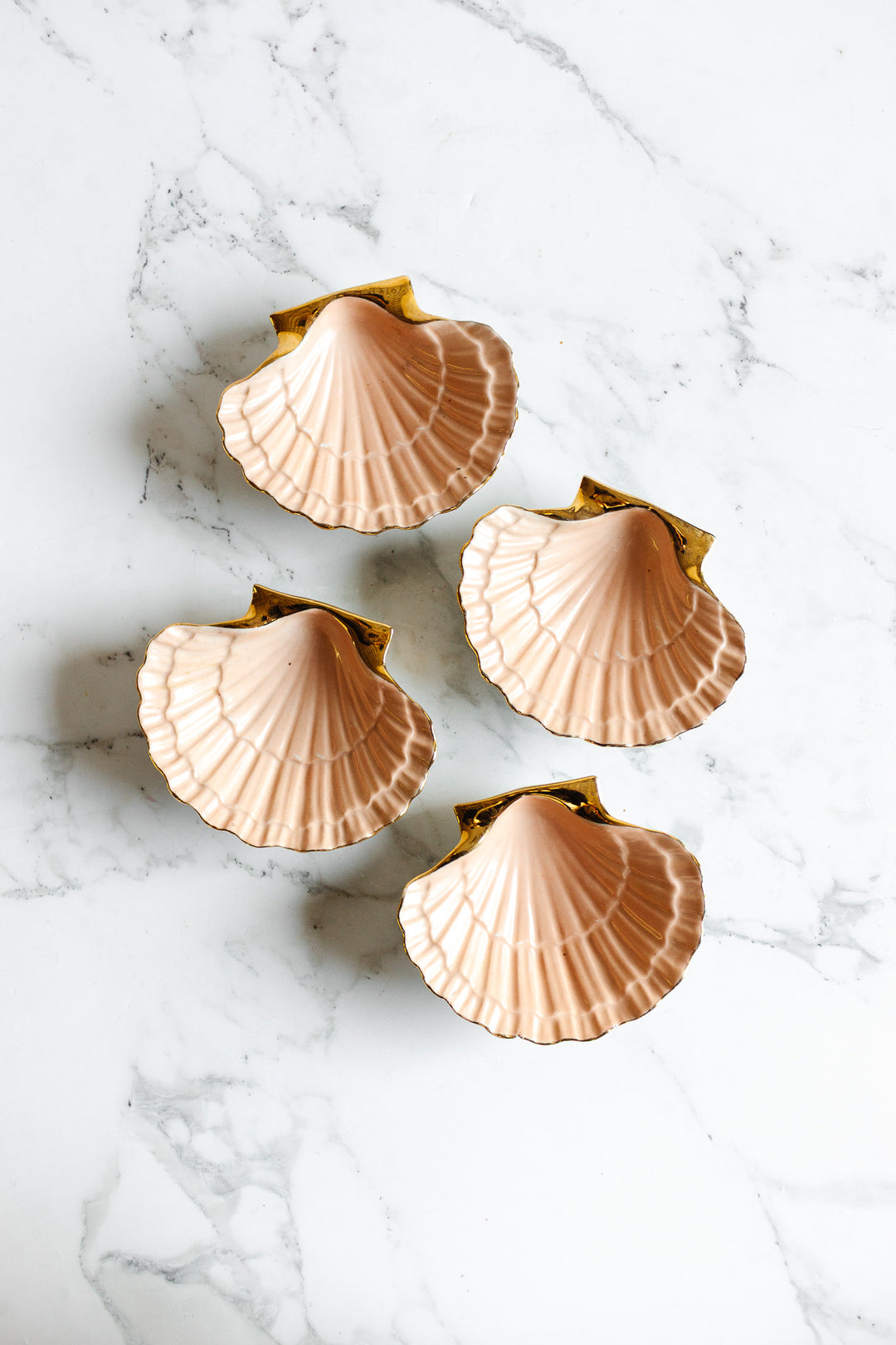 turn of the century french "porcelaine de paris, coquillages roses" hors d'oeuvres plates