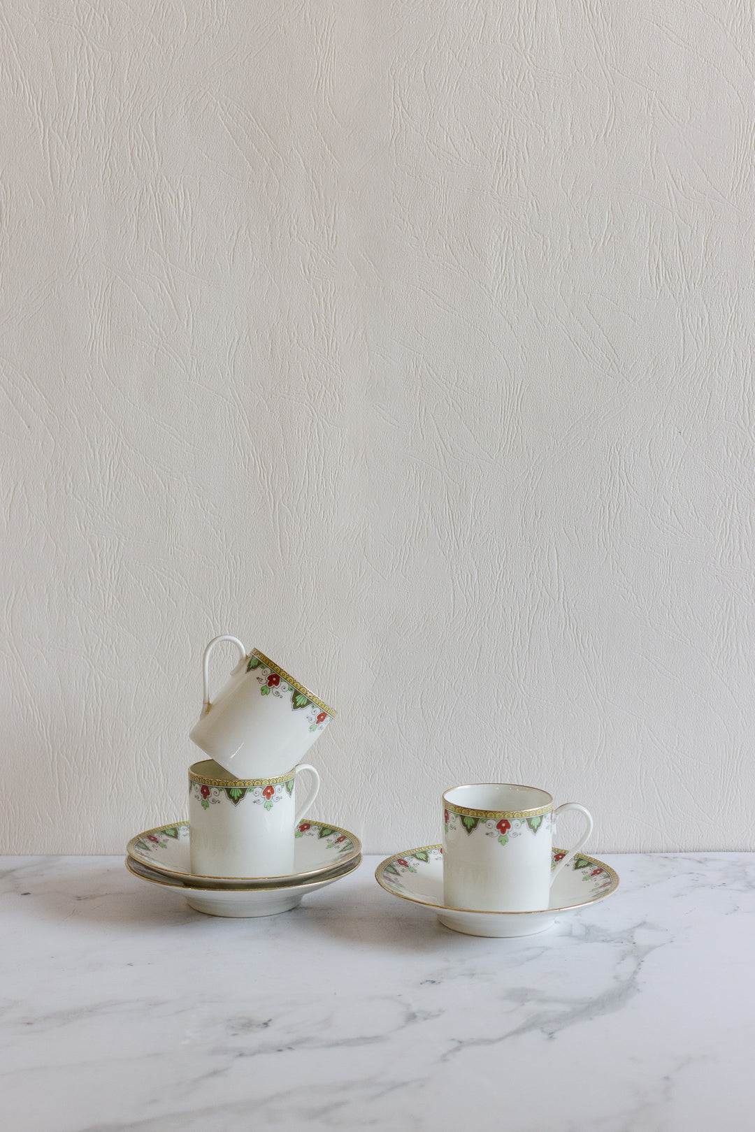turn of the century limoges porcelain by A. Lanternier & Cie demiatasse cups, set of 3