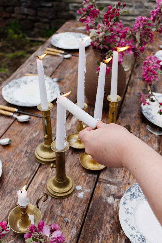antique french brass push up candlestick