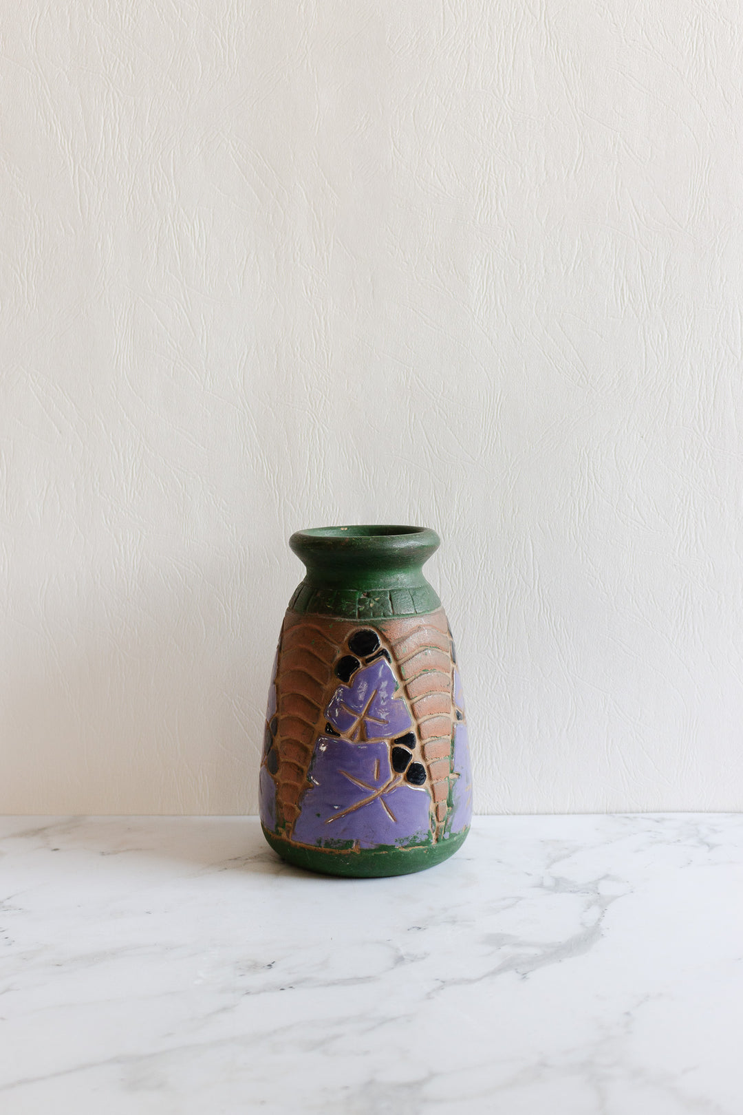 vintage french hand painted artisan stoneware vase