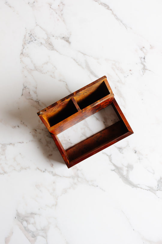 rare 1930s French burl elm wood desk set