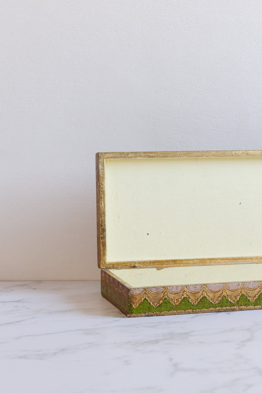 1940s italian long florentine gold leaf box