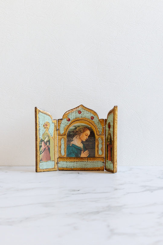 antique italian small florentine triptych "icon"