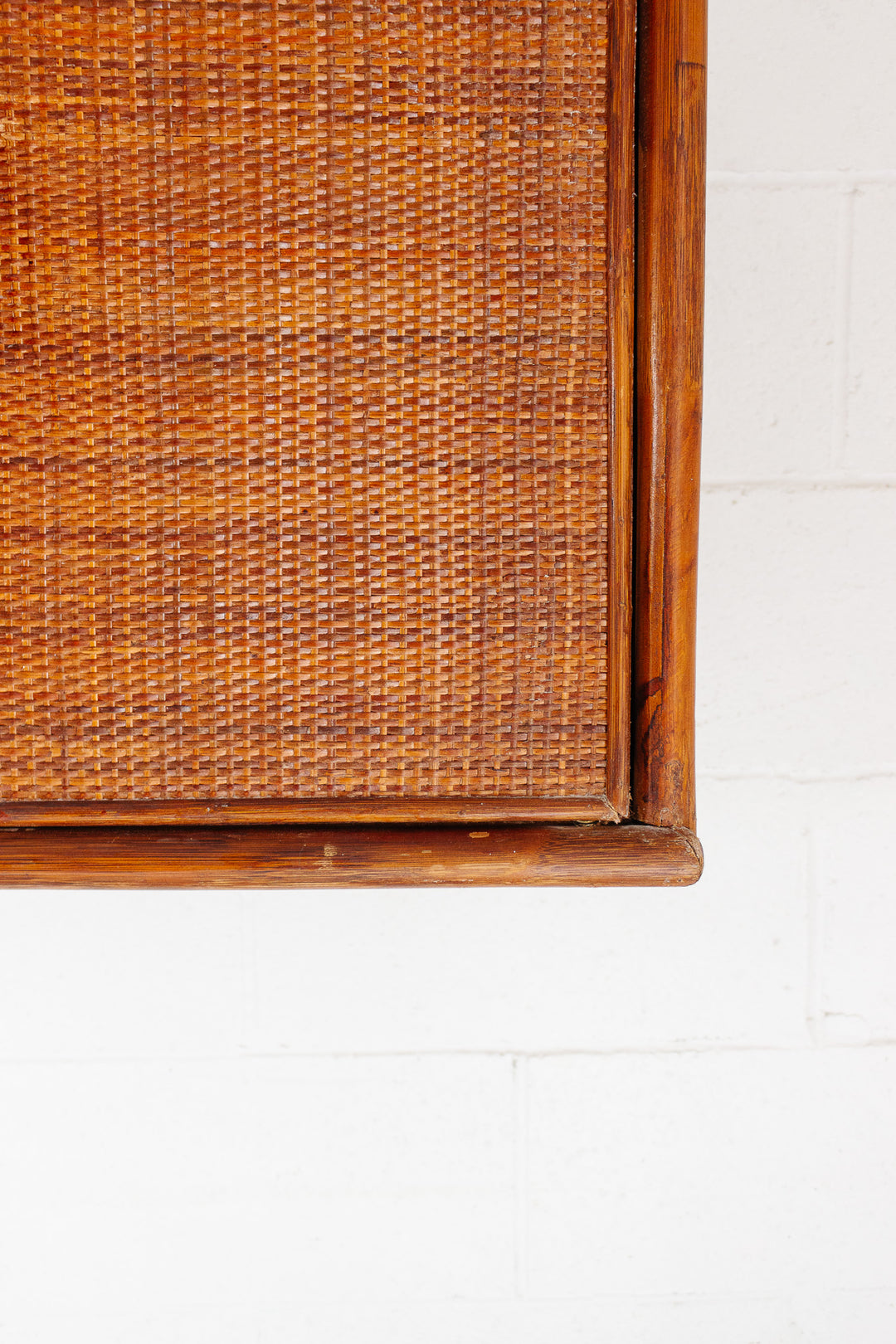 1970s french artisan made bamboo and rattan cabinet