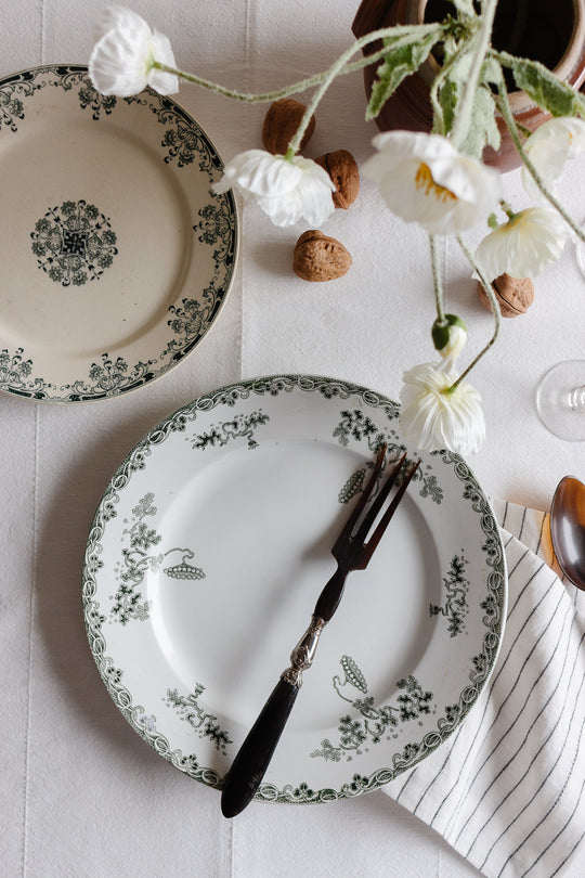 rare antique french horn & ebony serving set