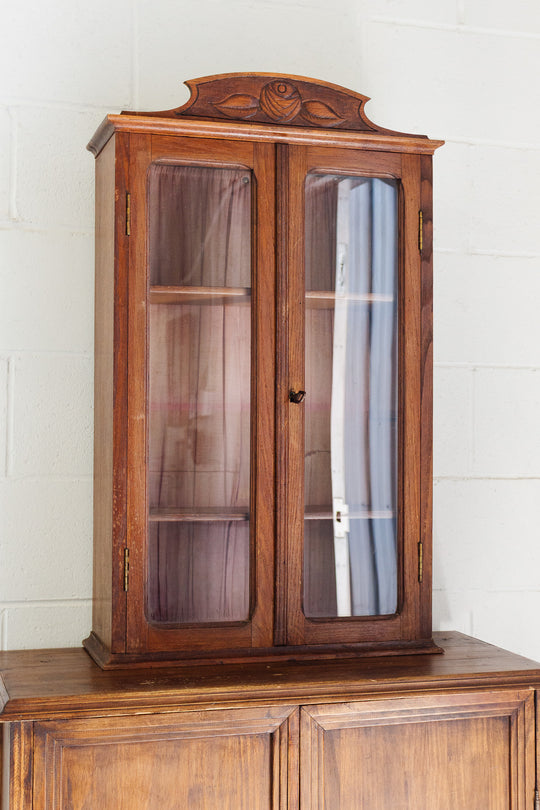 1940s french oak display cabinet