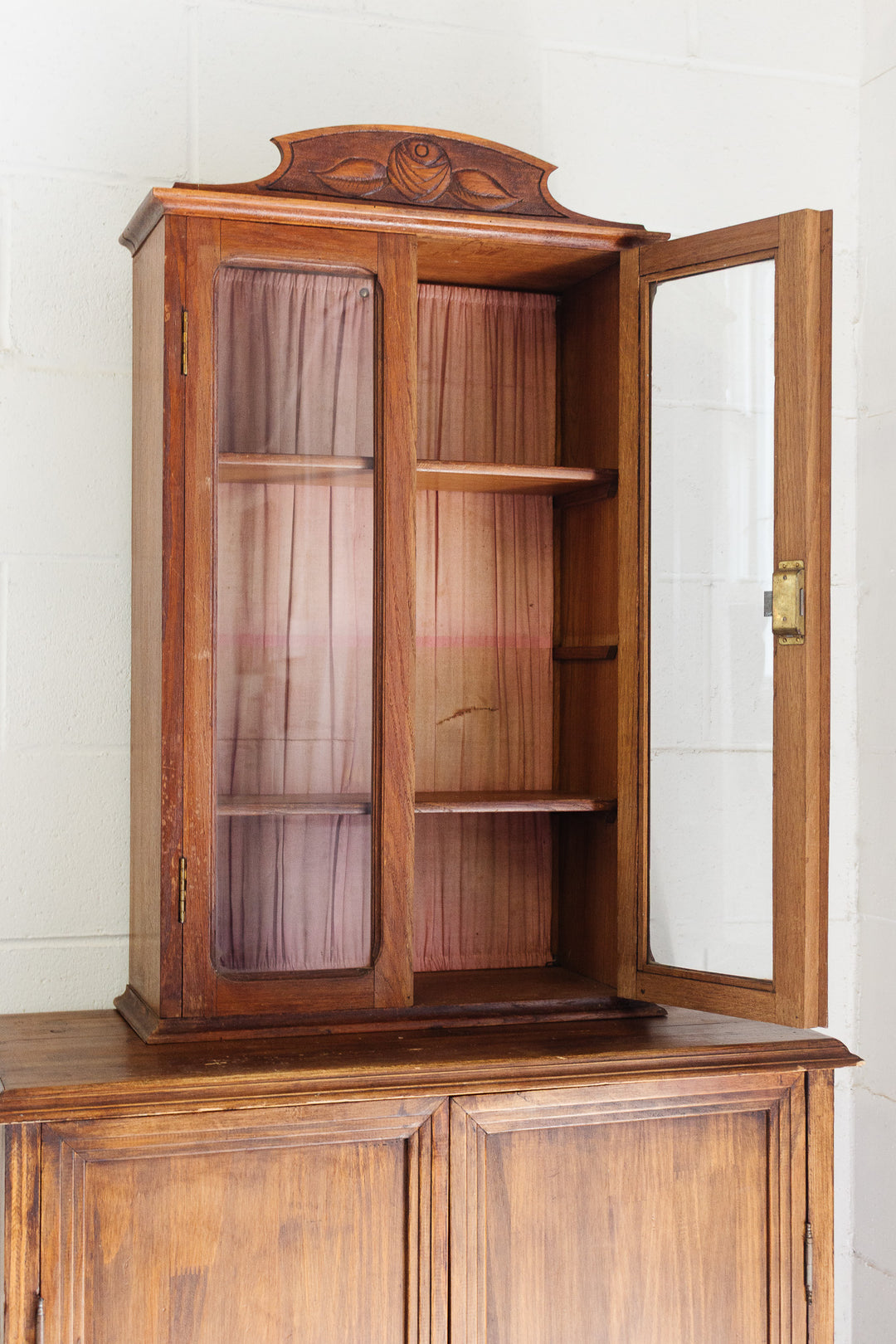 1940s french oak display cabinet
