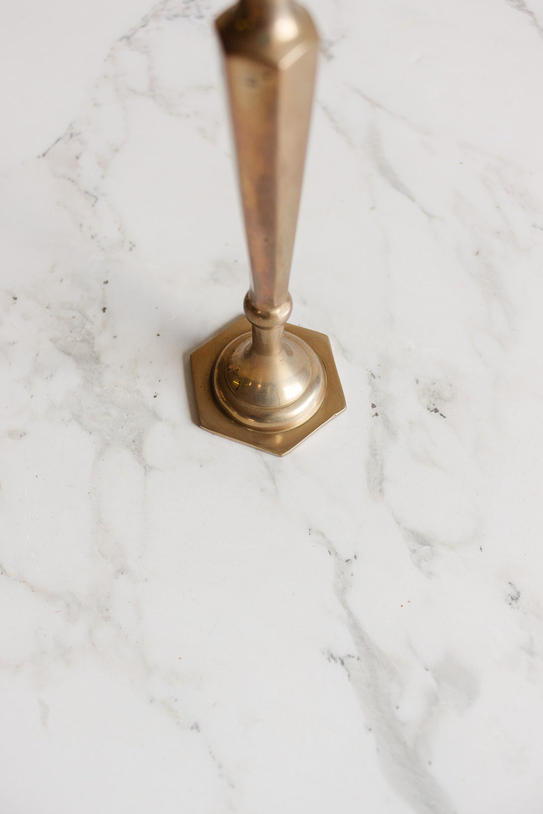 pair of vintage french tall brass candlesticks