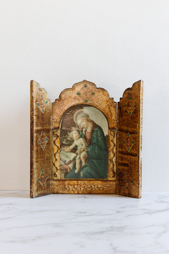 antique italian florentine triptych "Madonna and child"