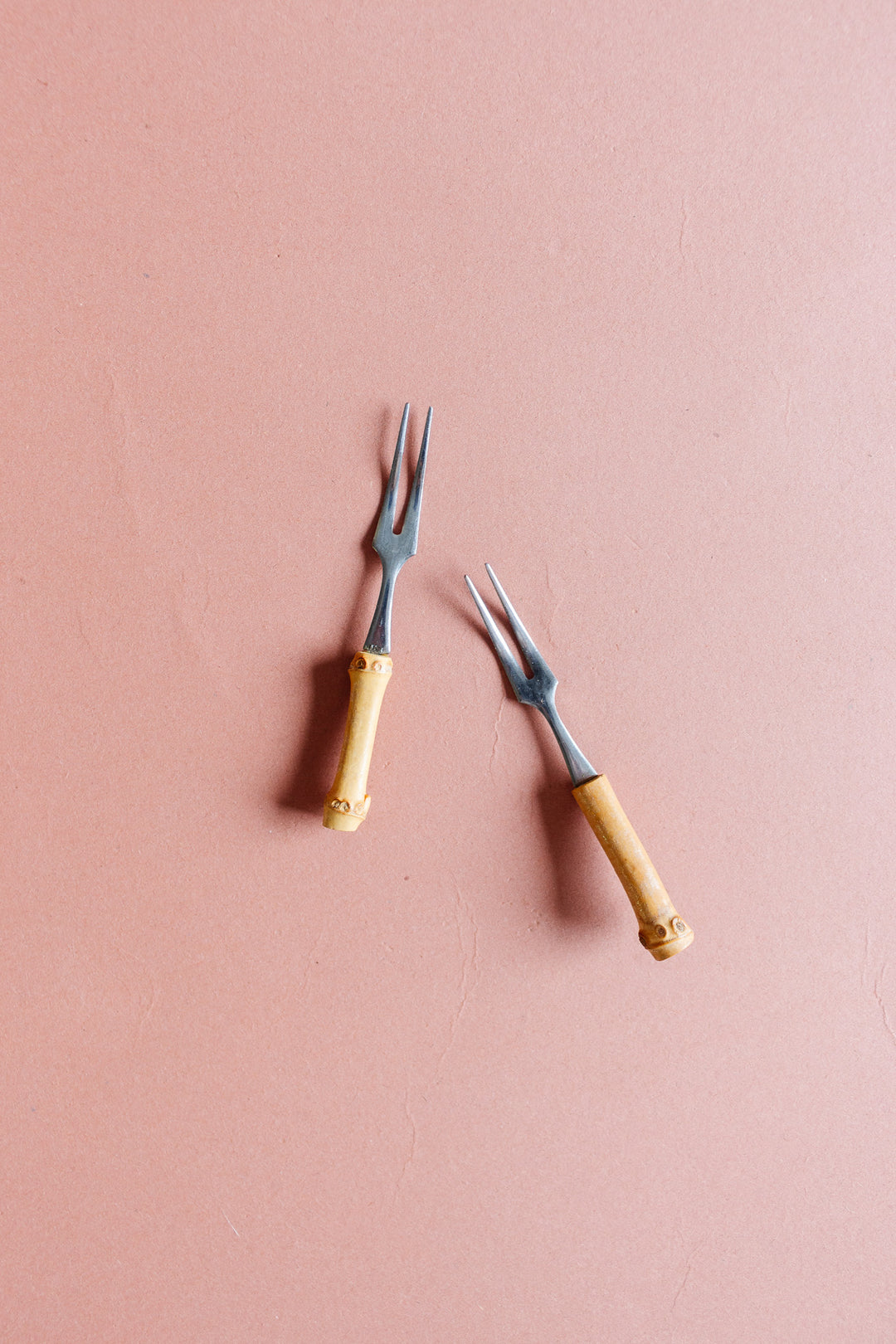 set of vintage french bamboo cocktail forks