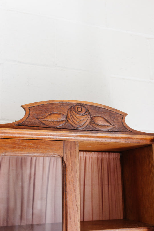 1940s french oak display cabinet