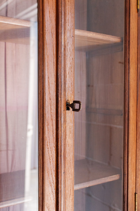 1940s french oak display cabinet