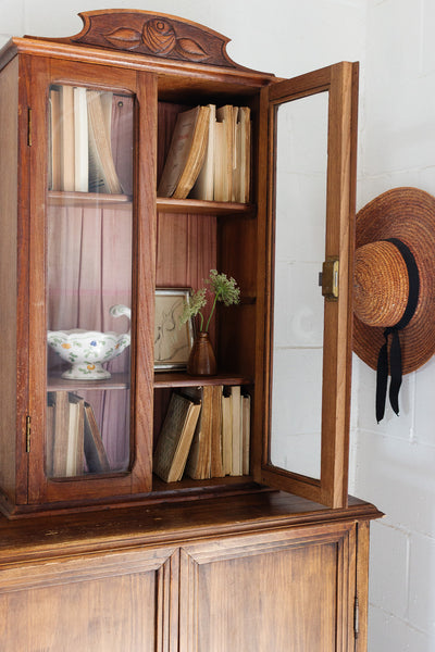 1940s french oak display cabinet