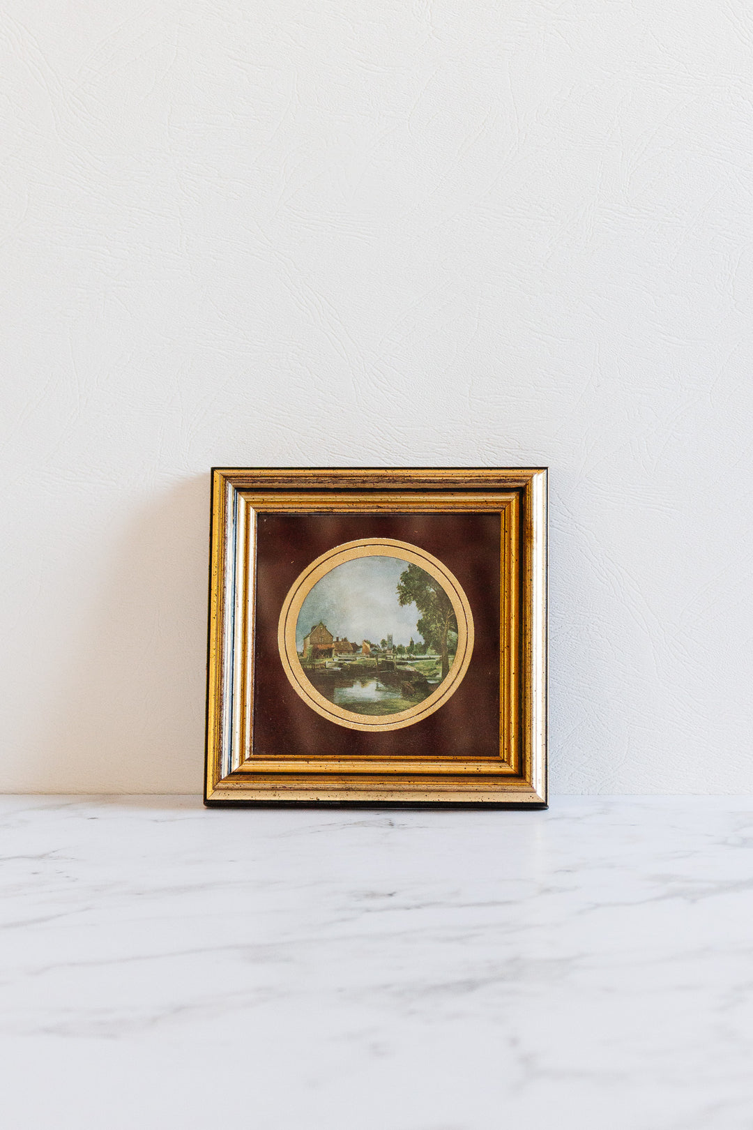 vintage english silk print landscape art