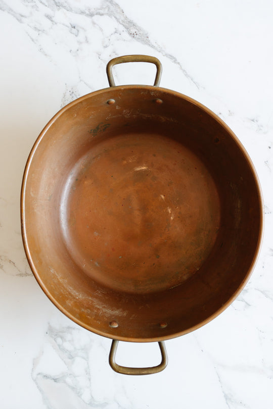 antique french large copper jam pot