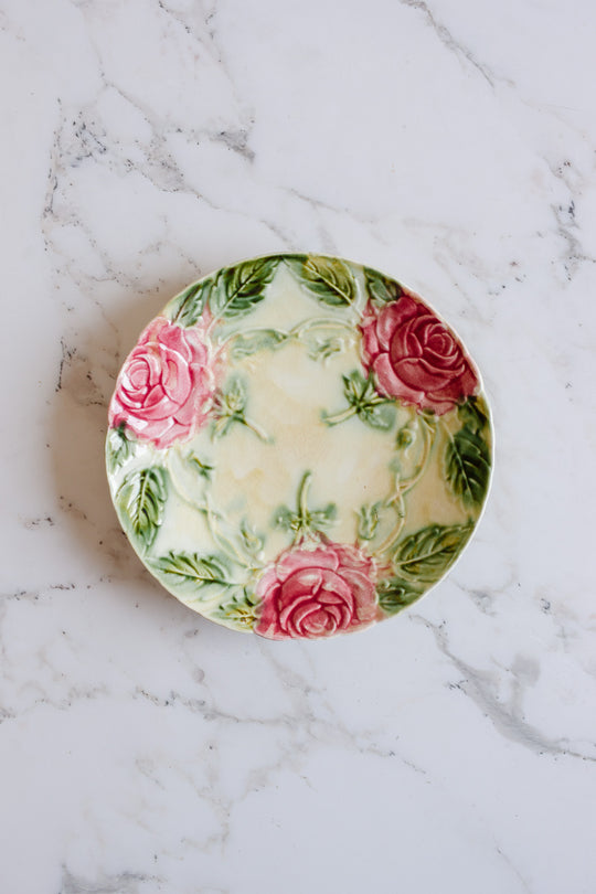 antique French majolica floral plate