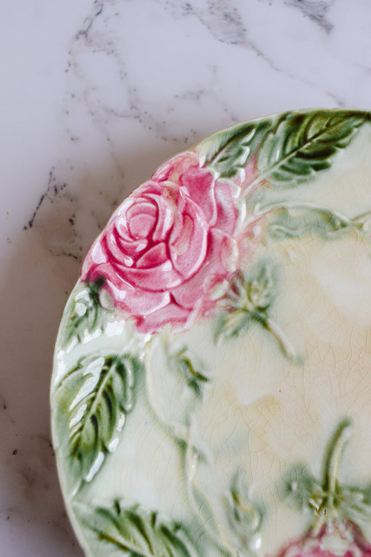 antique French majolica floral plate