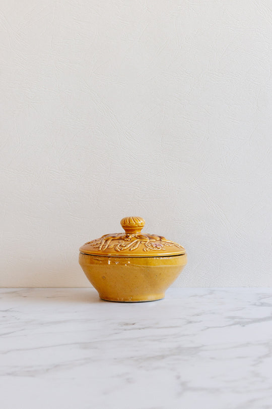 turn of the century french majolica deer lidded dish