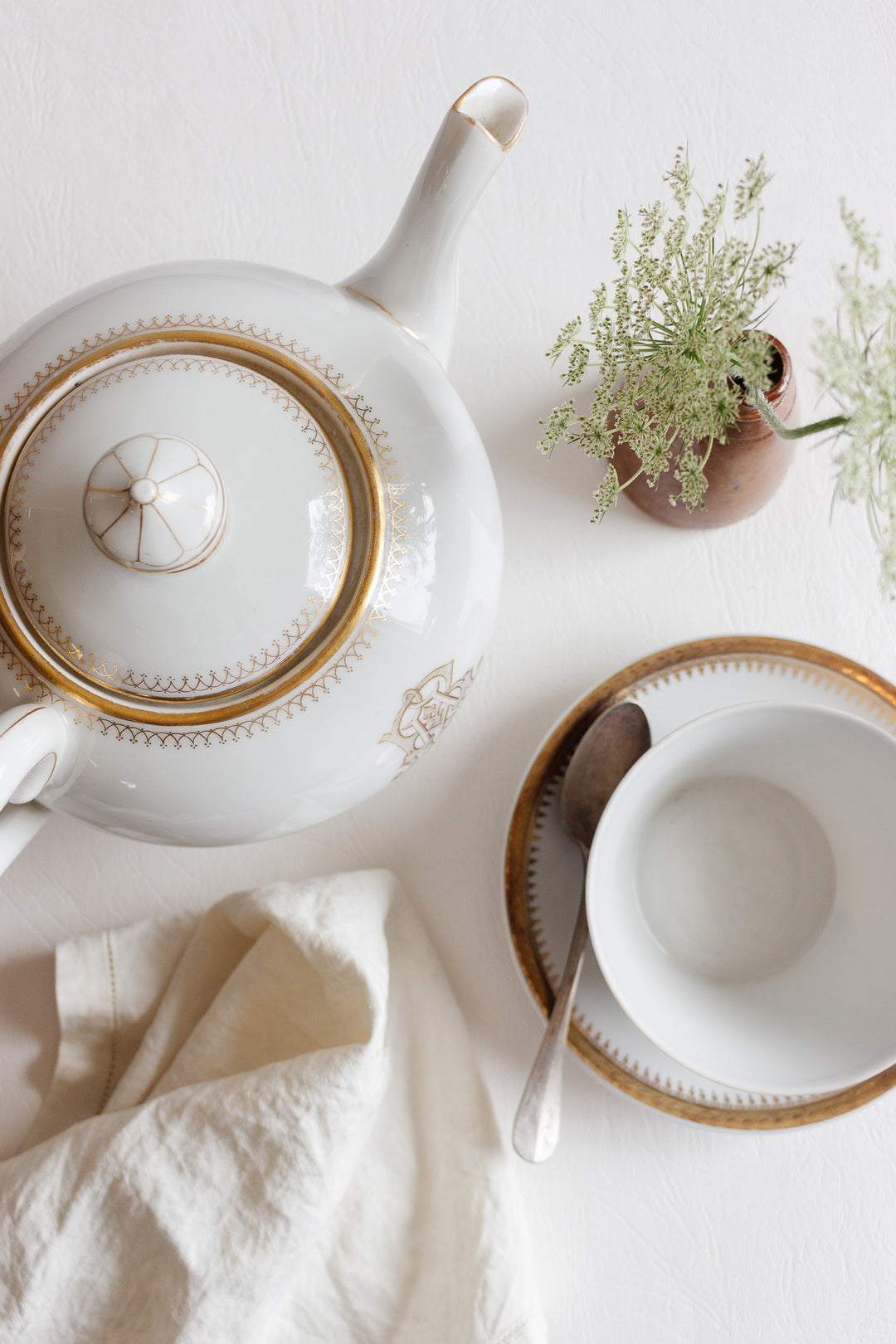 19th century limoges porcelain monogrammed teapot