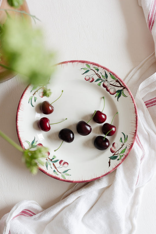 1930s digoin sarreguemines "cérises" cake plate