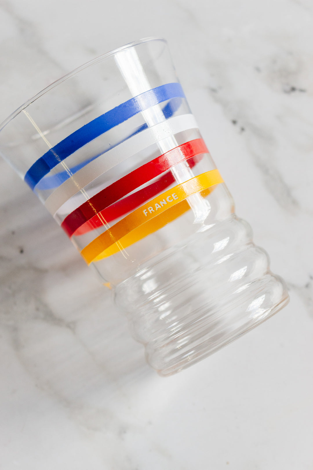 vintage "france" striped juice glass pair