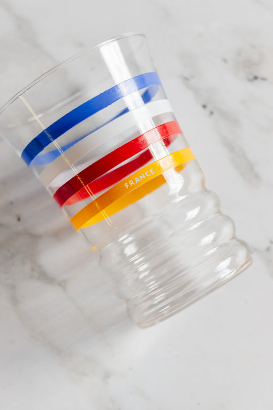 vintage "france" striped juice glass pair