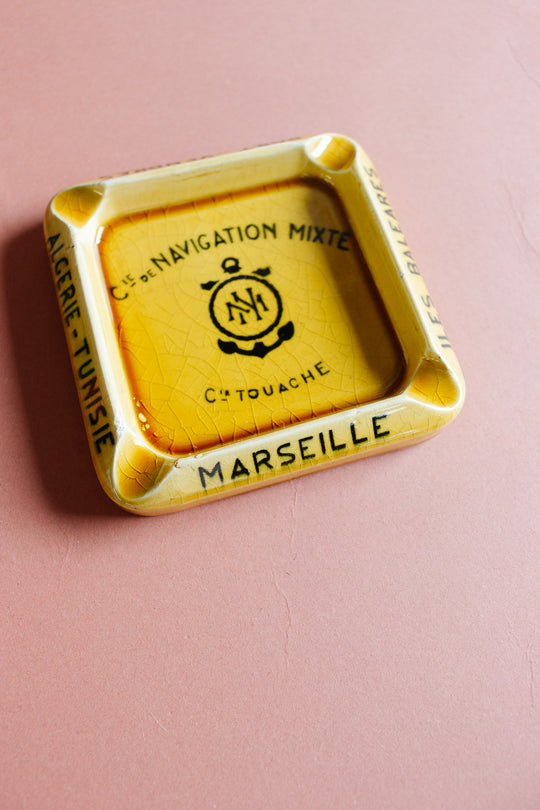 vintage french porcelain "compagnie de navigation mixte" advertising ashtray
