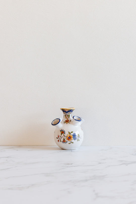 antique french pair of petite handpainted tulipières