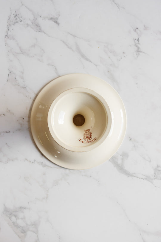 turn of the century porcelaine opaque de gien "glaïeul" polychrome compotier