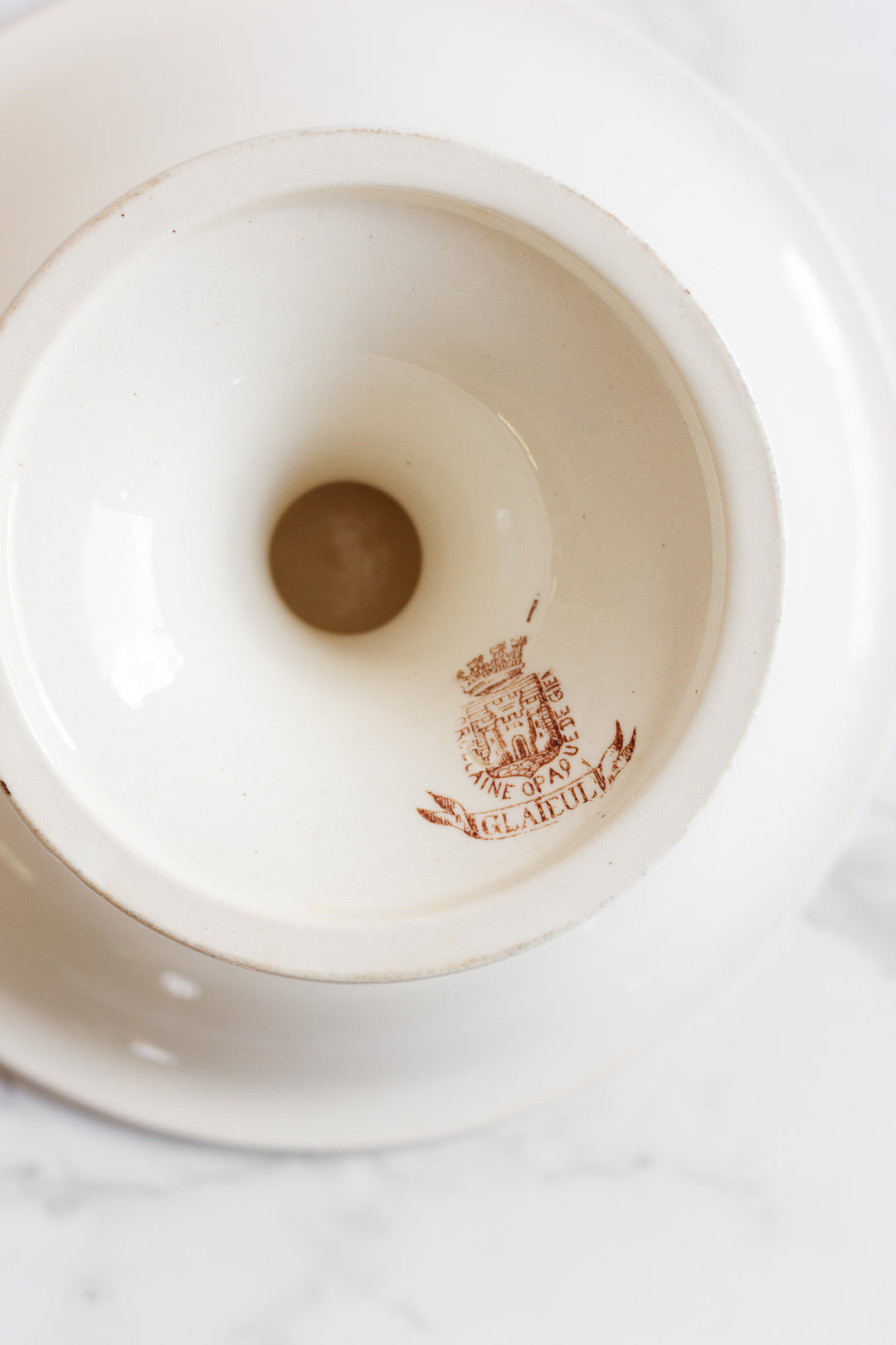 turn of the century porcelaine opaque de gien "glaïeul" polychrome compotier